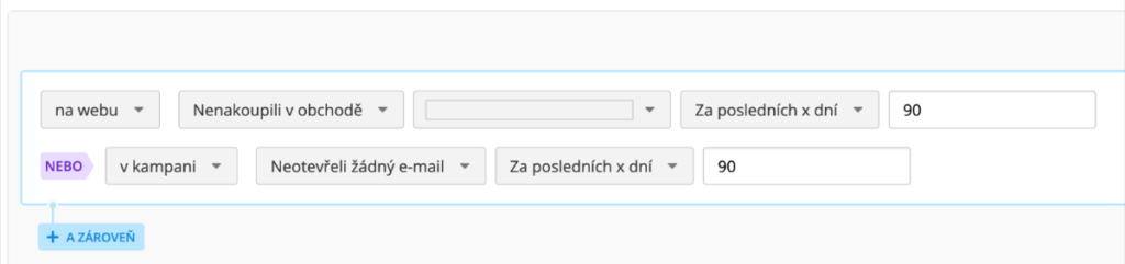 segment neaktivních v Ecomailu