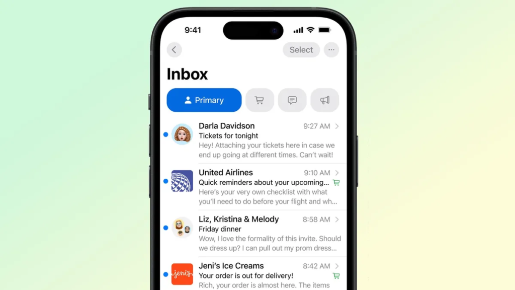 Apple Mail a kategorizace pošty v novém iOS 18